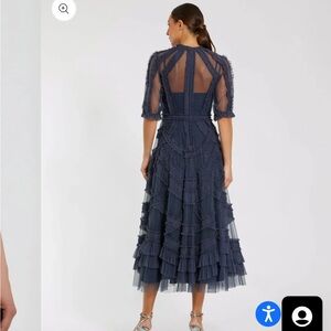 Mac Duggal Elegant Navy Textured Midi Dress